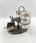 Novelty Silver Plated Donkey Cruet Set With Two Glass Condiments
