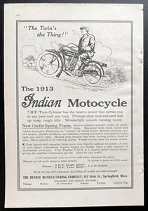 1913 Indian Motorcycle vintage AD *The Twin’s the Thing!* 7 HP Hendee - Picture 1 of 1