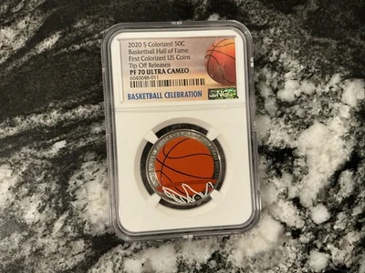 2020 S 50c Basketball Hall Of Fame Tip Off Releases NGC PF70 UCAM Colorized Coin - Image 1 of 2