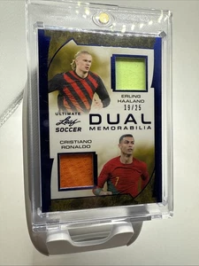 2022 Leaf Ultimate Soccer Haaland & Ronaldo Dual Memorabilia 19/25 UDM-4 BLUE - Bild 1 von 7