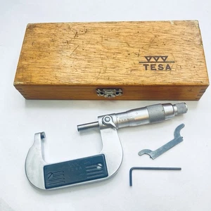 Tesa Outside Micrometer .0001" Carbide 1-2" with Case - Swiss Made - Picture 1 of 14