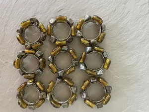 Set of 9 amber tone glass beaded wire napkin holders - Afbeelding 1 van 11