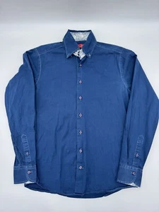 Georg Roth Shirt Mens M Long Sleeve Button Up Flip Cuff Floral Baby Blue EUC - Picture 1 of 10