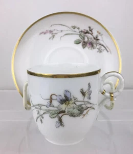 1800s Haviland & Co Tice & Huntington Cincinnati VIOLET Demitasse Cup Saucer #2 - Picture 1 of 10