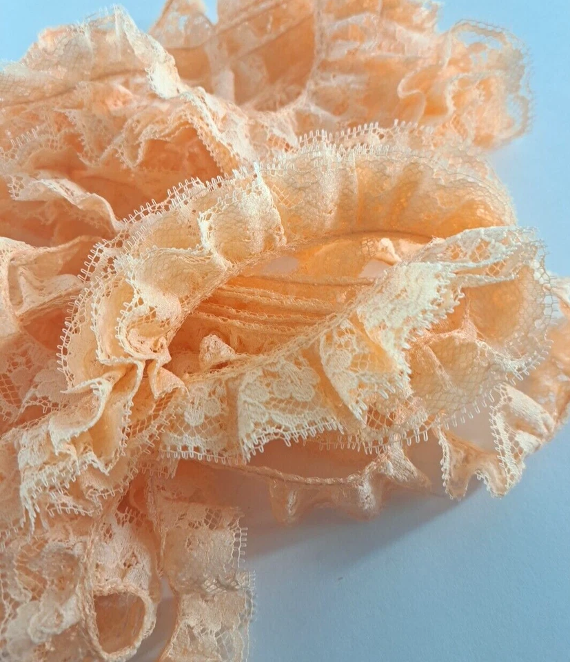 Vintage Orange Lace Fabric Trim Sewing Crafts Floral 1" Retro 6 Yards DIY - Image 1 of 2