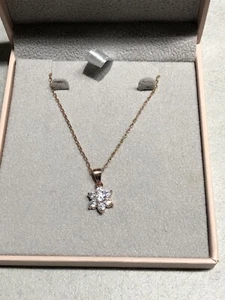 Designer QVC Diamonique Sterling silver 925 Rose Gold Flower Pendant necklace - Picture 1 of 7