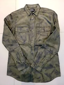 New DIESEL LEATHER S-Late Camouflage Leather Shirt Jacket Size L NWT $795 - Picture 1 of 11