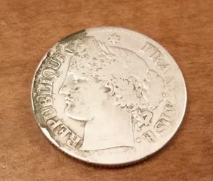 France 2 Francs 1871, .900 silver, see photos  - Picture 1 of 4