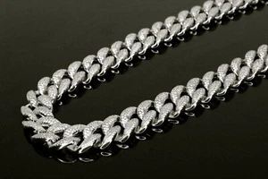 ENORME 16mm Cuban Miami Link Chain Collar Lab Diamantes simulados PESO PESADO - Imagen 1 de 6