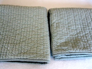 COPPIA Fienile Ceramica Velluto Schiacciato e Seta Lt.Green Trapuntato Euro Shams Quadrato - Foto 1 di 7