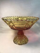 Vintage Round Jeannette AMBERINA GLASS Pedestal Compote Dish / Bowl