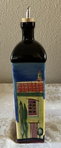Hand Painted 2003 Olive Oil Jug Bottle Naylor Design Henriksen Colorful - Picture 1 of 5