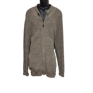 LL Bean Cardigan XXL Tall Cotton Sweater Chunky Full Zip Brown Mens 298245 - Picture 1 of 9