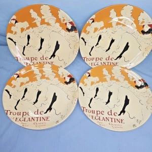French Cabaret Dinner Serving Plate Set of 4 La Troupe De Mademoiselle Eglantine - Picture 1 of 19