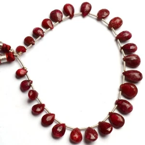 Natural Ruby Gem 7x5 to 12x7 mm Size Pear Briolette 8" Strand - Picture 1 of 4