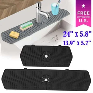 1-2PCS Silicone Faucet Drain Pad Drip Catcher Tray Kitchen Sink Guard Slip Mat - Picture 1 of 16