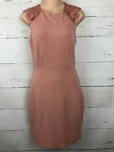 NWT Lulus Pink Dusty Rose Lace Dress Size S High Neck Crochet Knee Length M46 - Picture 1 of 12