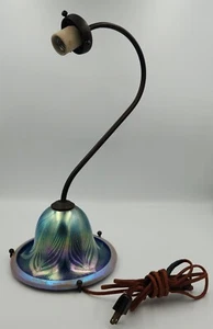 JOHN COOK PULLED FEATHER 1978 GLASS DESK LIGHT LAMP PHOENIX BASE ONLY - Picture 1 of 13