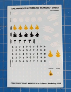 Salamanders Upgrades Bits Transfer Sheet Decals Primaris Space Marines 40K Bitz - Picture 1 of 1