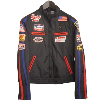 Women Blauer Bomber Jacket Black Racing Team American Rider  M VAP954 - Image 1 of 4