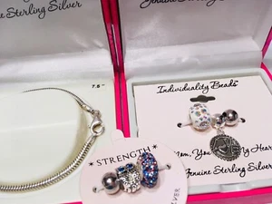 Individualität 6 Perlen & 7,5 Sterlingsilber Armband Set Love Mom Stärke Eule - Bild 1 von 10