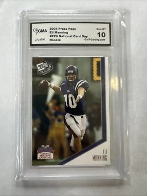 2004 Eli Manning Press Pass National Trading Card Day Rookie RC PP6 Graded 10 - Image 1 of 2