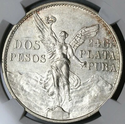 Moneda de Plata Centenario Independencia 1921 NGC AU 58 México 2 Dos Pesos (22011902C Foto 1 de 4