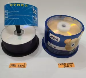Dynex & Ativan DVD+R Disks 16x 120 Min 4.7 gb 33-Pack & 50 Pack Gold Dvd (83pc) - Picture 1 of 12