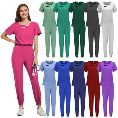 Conjunto Exfoliante Uniformes Médicos Elástico Prendas para el torso Exfoliante con Bolsillo Pantalones Enfermera Ropa de Trabajo Foto 1 de 4