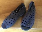 Arche Flats, Eu 40 Uk 7, Navy Nubuck Leather With Cut Out Feature, Slip-On Flat