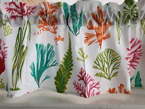 Coral Ocean Beach Fabric Valance Curtain 42x14 Window Topper , RV , Camper - Picture 1 of 3