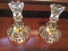 Candle holders, Crystal with gold , 2, new, 5 (height)  x 3.5 (base)