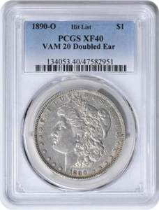 1890-O VAM 20 Morgan Argento Dollaro Doppio Orecchio EF40 PCGS - Foto 1 di 2