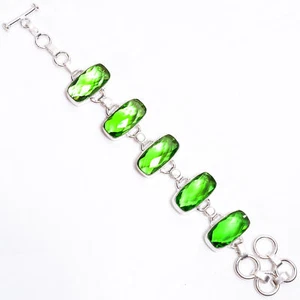 Peridot Gemstone Fashion Jewelry 925 Silver Bracelet 6-8" ARB-309 - Picture 1 of 3