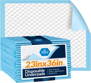MED PRIDE Disposable Underpads 23'' X 36'' Incontinence Pads, Chux, Bed Covers, - Picture 1 of 11
