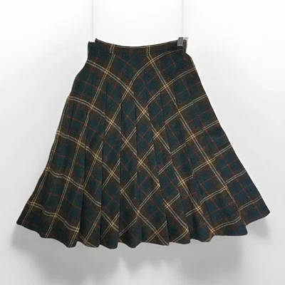 Vintage Wool Plaid Pleated Skirt Made In Austria Size 0/2 Tartan Authentic - Image 1 of 4