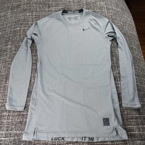 Nike Pro Dri Fit Womens Gray Long Sleeve Compression Shirt Size Large Activewear - Picture 1 of 10