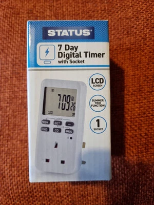 Interruttore luce timer digitale STATUS 7 giorni con presa | spina UK | ADT2/ST31/V2.NEW - Immagine 1 di 4