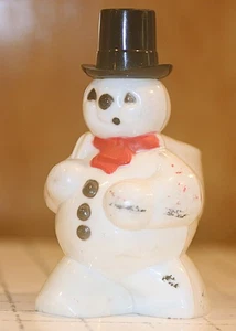 Vintage ROSBRO Schneemann - Weihnachten Süßigkeiten Behälter Kunststoff Spielzeug * Pfeife fehlt - Bild 1 von 8