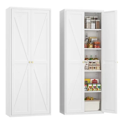 71" Kitchen Pantry Storage Cabinet, Metal Storage Cabinet with Doors and Shelves - Image 1 of 4