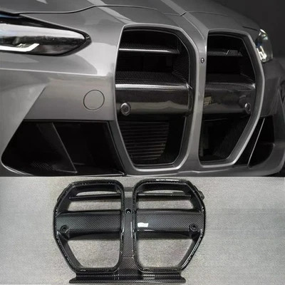 Real Carbon Fiber Nose Grill Front Grille Fits for 2021-25 BMW M3 G80 M4 G82 G83 - Image 1 of 4