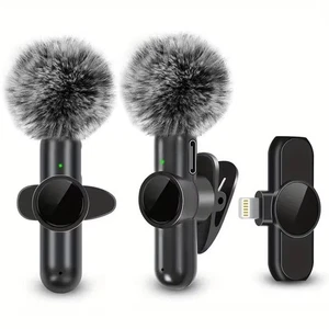 Wireless Lavalier Microphone Audio Video Recording Mini Mic For iPhone Android - Picture 1 of 10
