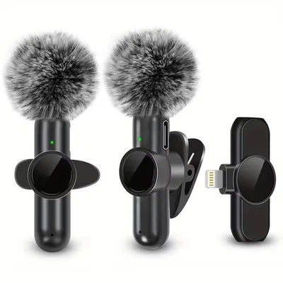 Wireless Lavalier Microphone Audio Video Recording Mini Mic For iPhone Android - Image 1 of 4