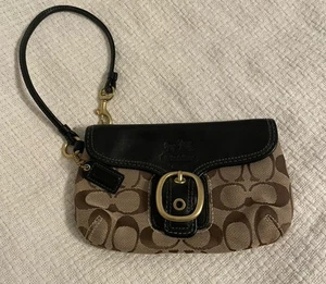 COACH Bleeker Signature Jacquard/Leather Wristlet Purse Bag Clutch - Picture 1 of 5