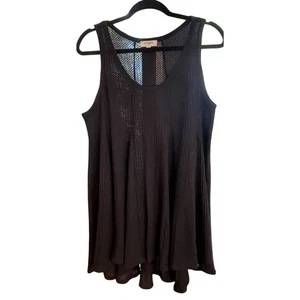 Vestido UMGEE Boho Lagenlook Tank Swing Sin Mangas Negro Gofre Talla Grande - Imagen 1 de 7