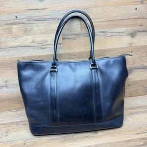 LL Bean Field Town Large Cognac Black Leather Carryall Tote Bag Animal Print - Bild 1 von 11
