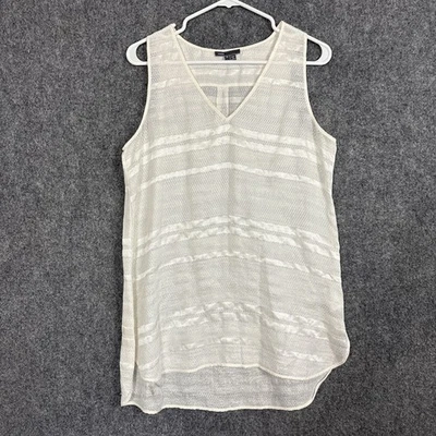 Blusa VINCE Top Mujer Talla M Crema Sedosa Diseñador Transparente Foto 1 de 4