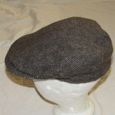 Vintage Abercrombie Fitch Herringbone Wool Cap Hat News Boy Snap XL Cabbie USA - Image 1 of 4