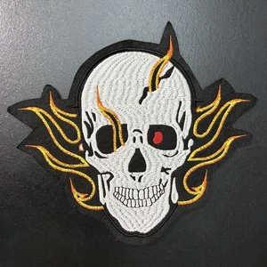 7" Flaming Skull Motorrad Patch - Bild 1 von 4