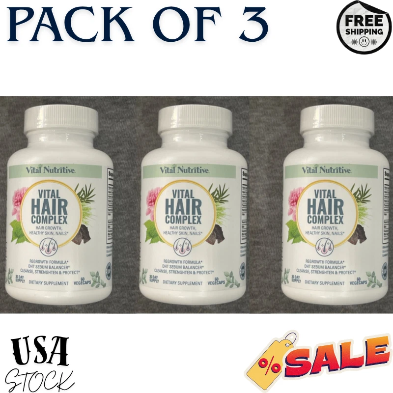 Vital Hair Complex: Boost Hair Growth, Healthy Skin & Nails! exp 04/2027- 3 pack - Image 1 of 1